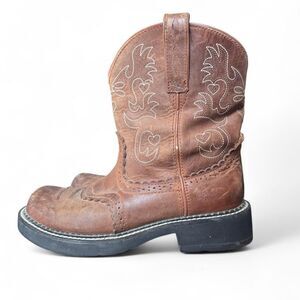 Ariat Fatbaby Saddle Western Boots Women’s Size 8B Brown Leather Short Cowboy